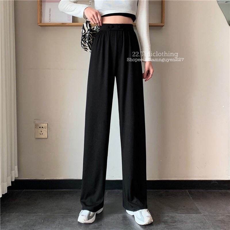 Quần ống suông Ulzzang/ chất len tăm mát/ lưng thun co giãn Freesize