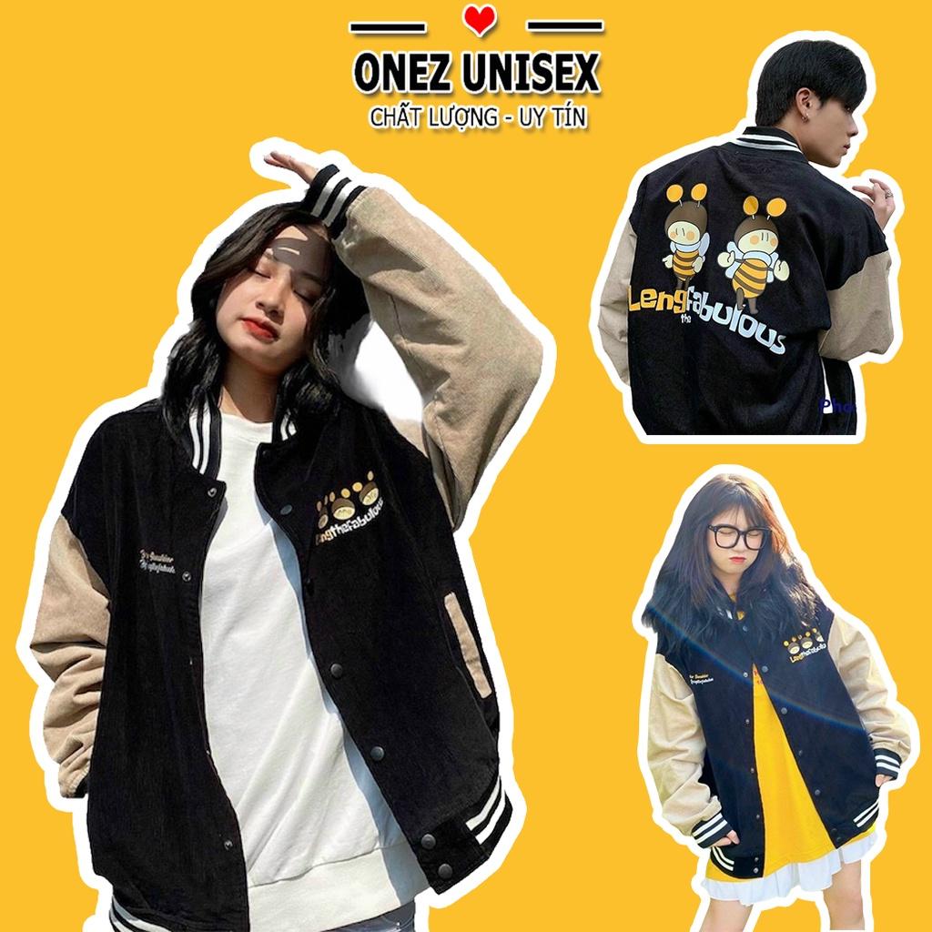 Áo khoác nhung tăm jacket Logo Thuê Chị Ông Nâu Nâu Hình Thật Cuối Form Rộng Đẹp