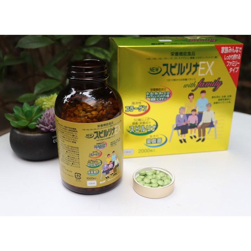 Tảo Vàng Spirulina EX Nhật Bản (Hộp 2 lọ, mỗi lọ 1000 viên)