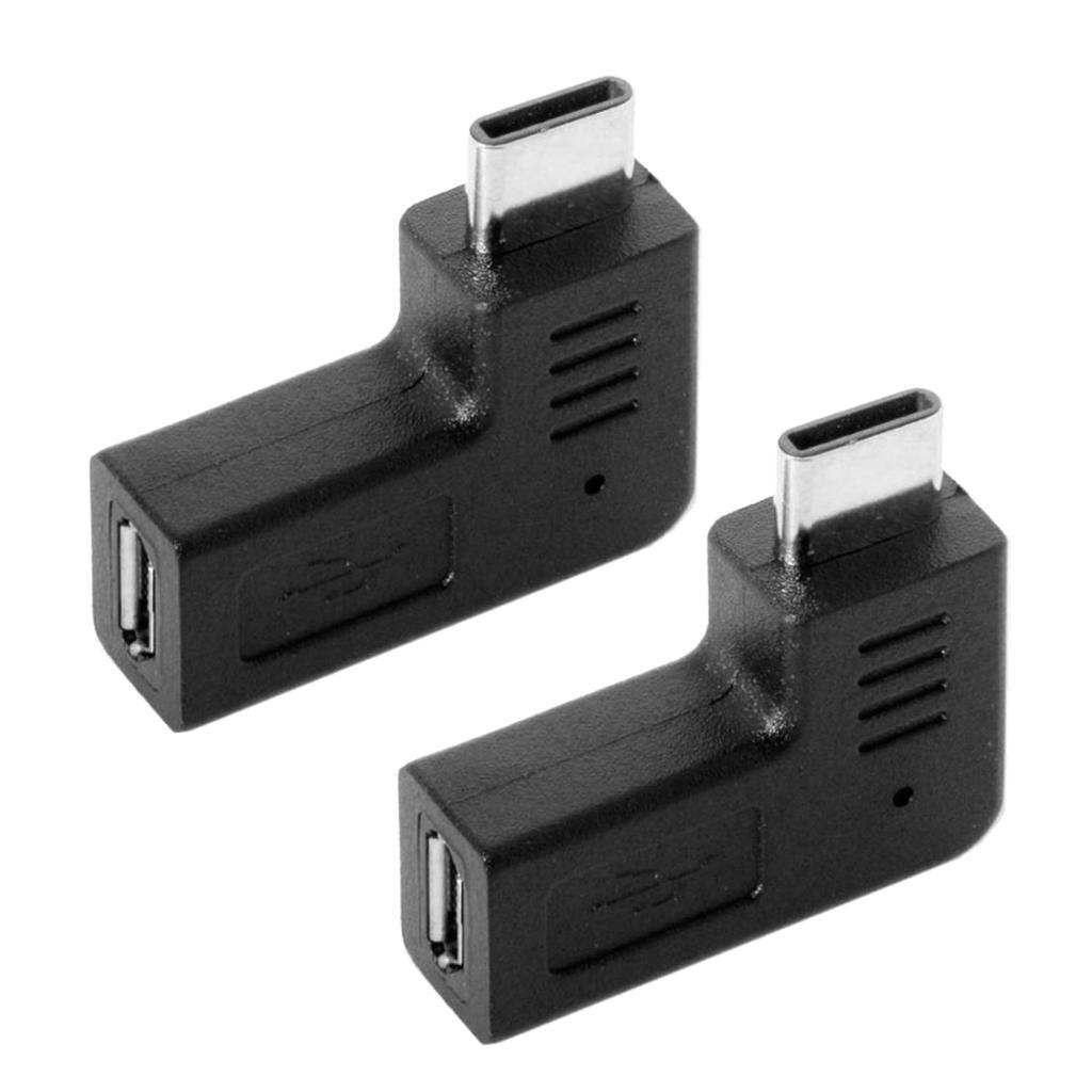 2x 90 Degree Micro USB Female To Type C Male Adapter For Samsung,Huawei,PC