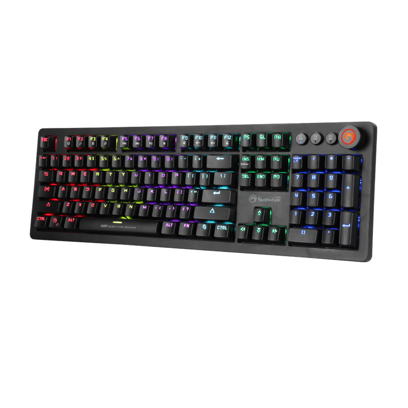 Bàn phím cơ blue switch Marvo KG917 siêu phẩm game PUBG - tích hợp icon thao tác trên keycaps (Đen) HÀNG CHÍNH HÃNG