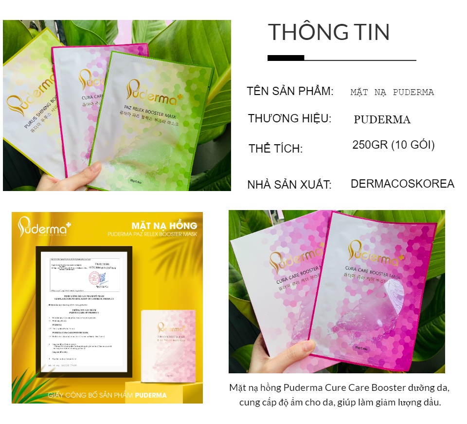 [Freeship X] Mặt Nạ Hồng PUDERMA dành cho Da Dầu: cấp ẩm sâu, cung cấp dưỡng chất, ngăn ngừa nếp nhăn, sáng mịn da