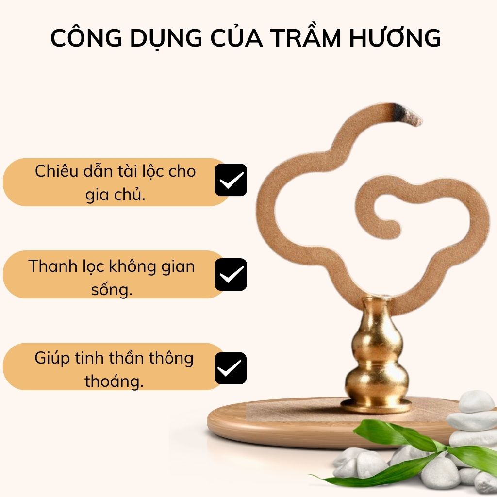 Nhang trầm vân mây Thiên Mộc Hương thơm thoang thoảng dịu nhẹ hộp 40 vân