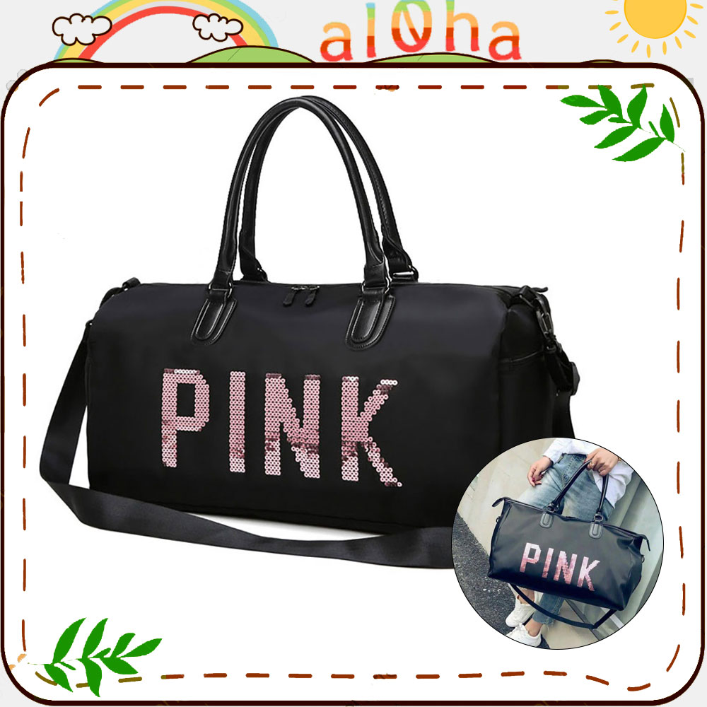 Túi xách đựng đồ - Túi du lịch chữ Pink size to 48x36cm du lịch, tập GYM gọn nhẹ - al0ha Shop