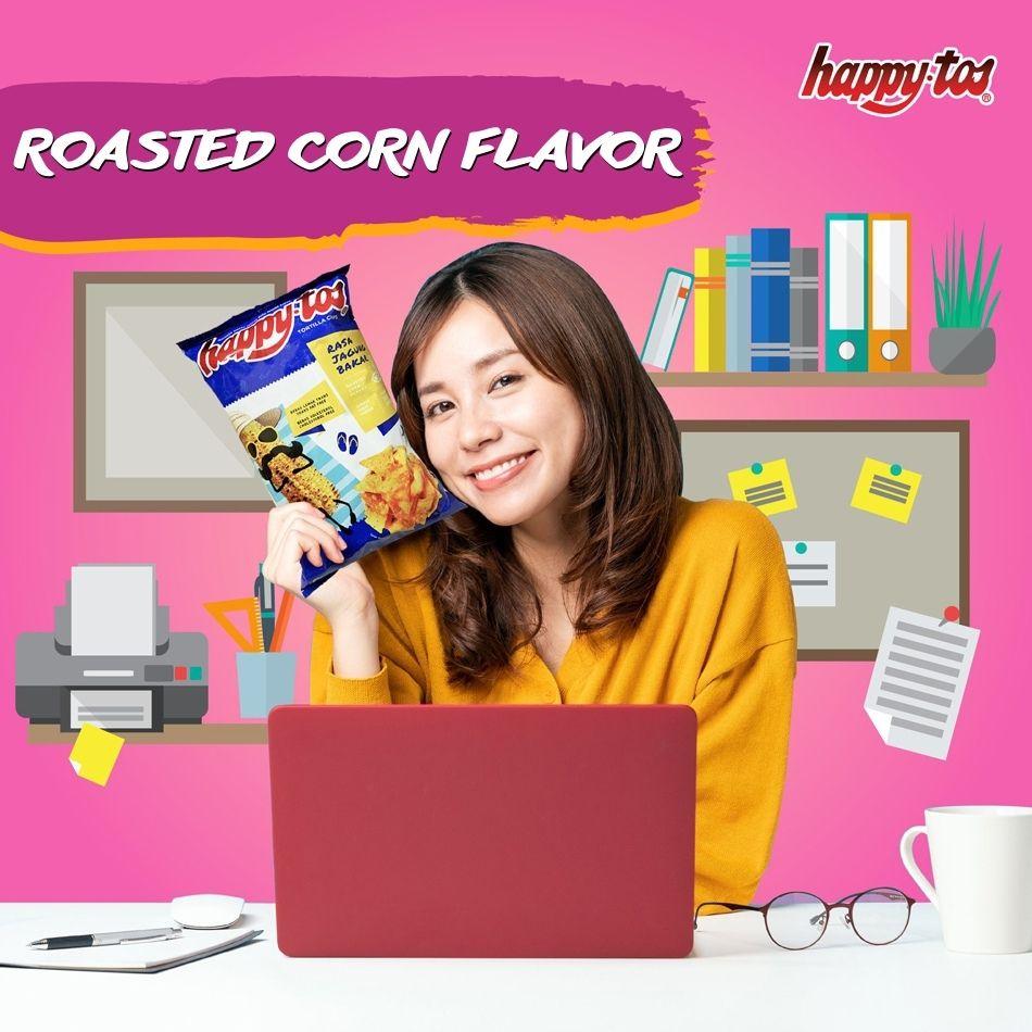 Snack Bắp Ăn Liền Happy Tos Bắp Vị Bắp Nướng Gói 140g - Nhập Khẩu Indonesia