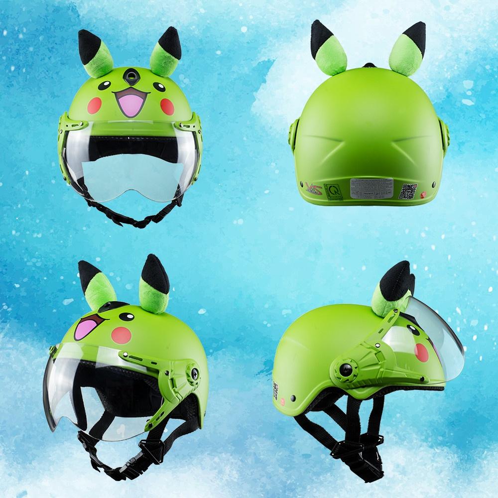 Nón Bảo Hiểm Cho Bé 3-7 Tuổi - HÀNG TỐT - An toàn cho bé, có kính, kiểu dáng đẹp, mẫu Pikachu..