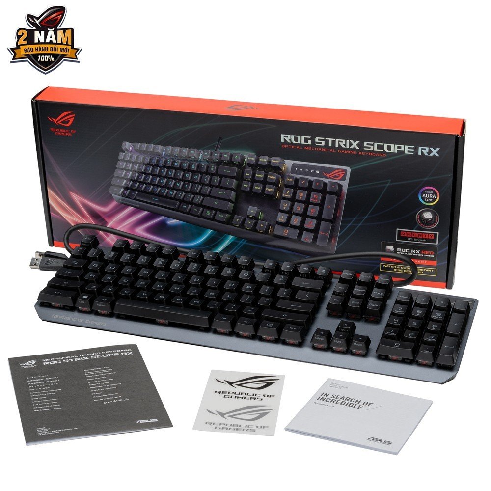 Bàn phím cơ Asus ROG Strix Scope RX PBT Blue/Red Switch - Hàng Chính Hãng