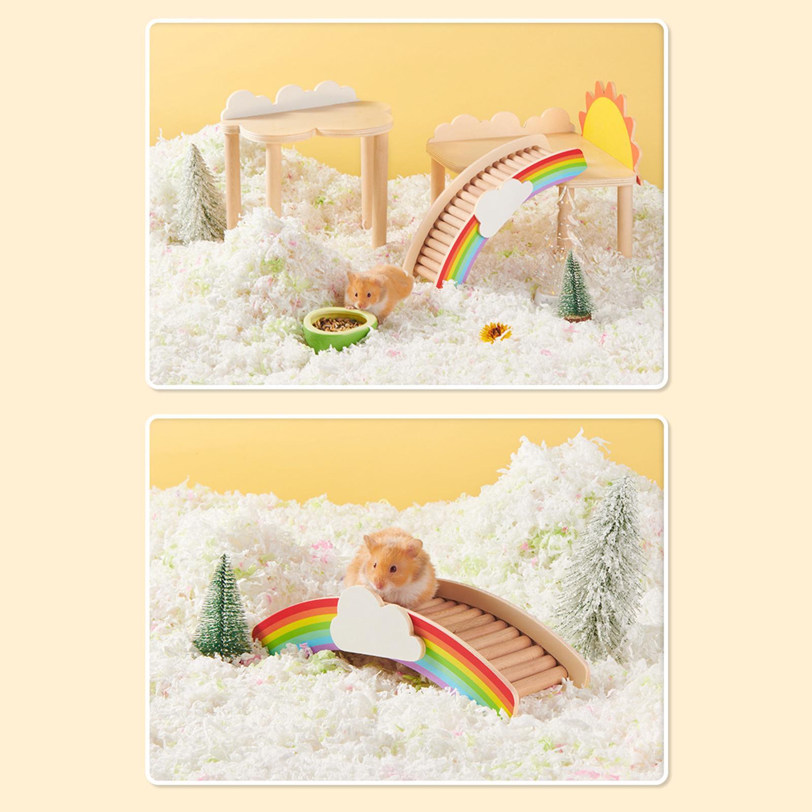 Hamster Cage Landscaping Platform Wood Holder Durable Hamster Toy for Mice Squirrel