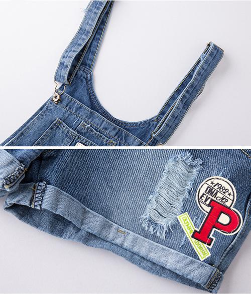 Quần Yếm Jean Nữ Wash Rách Thời Trang