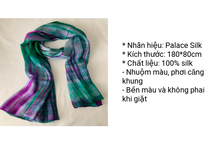 Khăn quàng cổ 100% lụa tơ tằm trơn màu xanh, khăn handmade cao cấp