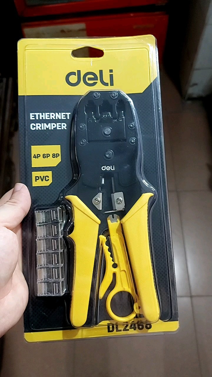 Kìm Bấm Dây Mạng 4/6/8P Deli Cao Cấp Chính Hãng - Sử Dụng Đa Năng, An Toàn, Tiện Dụng - EDL2468