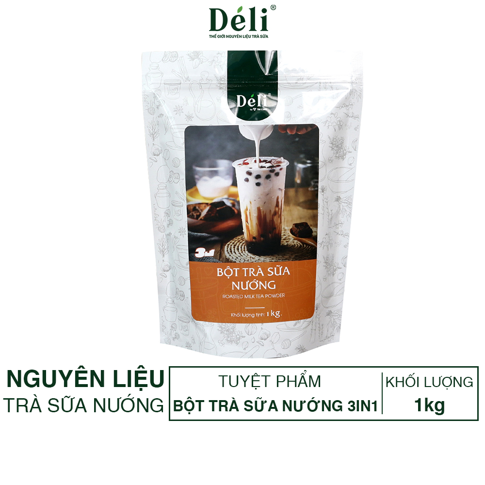 Bột trà sữa nướng 3in1 Déli - 1kg ( 25 ly ) pha chế trà sữa tiện lợi, nhanh chóng