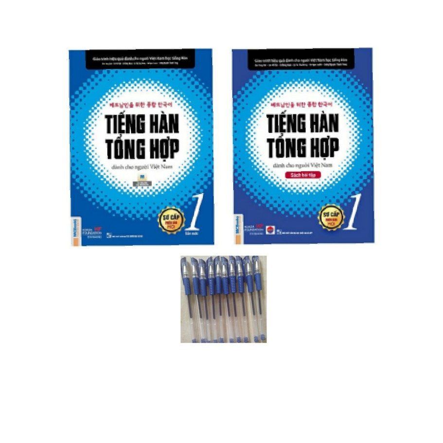 Trọn bộ 2 cuốn sách tiếng hàn tổng hợp cho người Việt Nam sơ cấp 1 + sách bài tập ( tặng kèm bút bi)