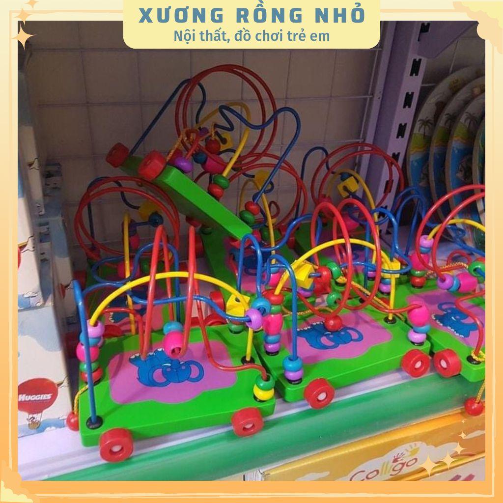 Size lớn - Đồ chơi xe kéo luồn hạt bằng gỗ cho bé phát triển tư duy