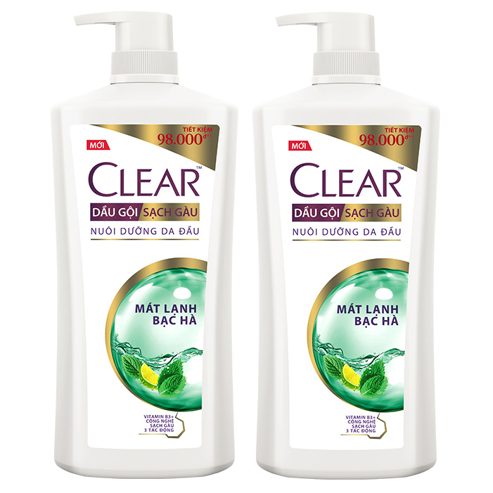 Combo 02 Dầu Gội Ngăn Ngừa Gàu Clear Mát Lạnh Bạc Hà