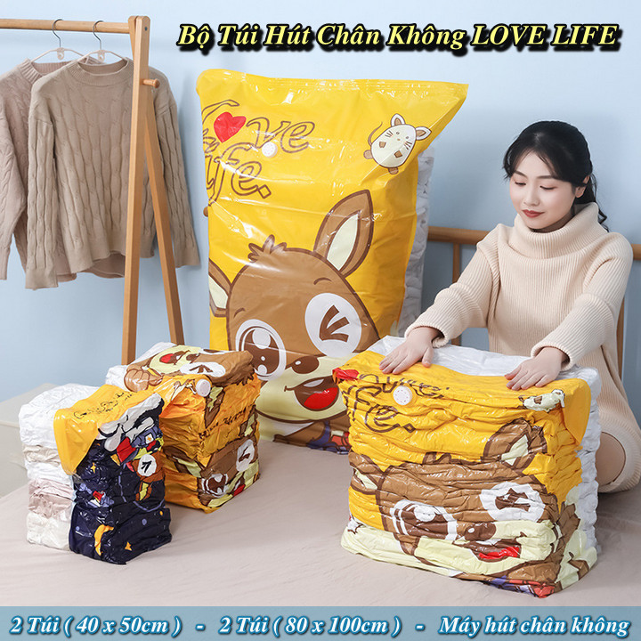 Bộ Túi Hút Chân Không Quần Áo, Chăn LOVE LIFE - Home and Garden
