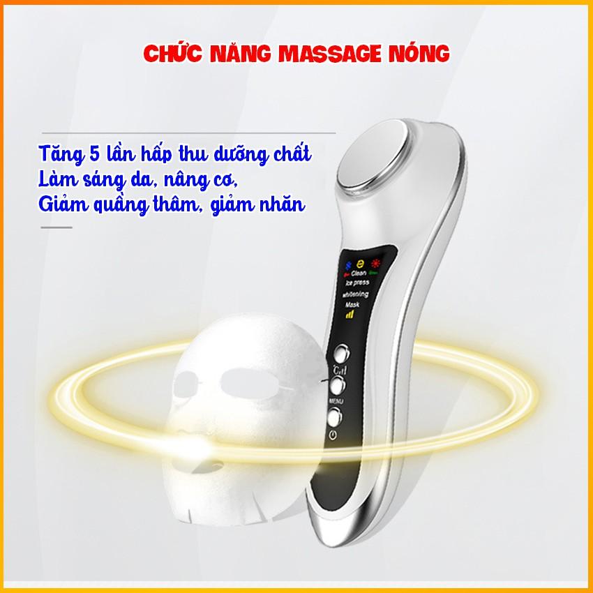Máy massage mặt nóng lạnh cao cấp - Máy massage cầm tay 06 chế độ - HDSD Tiếng Việt - BH 3 tháng Kaizo Mart