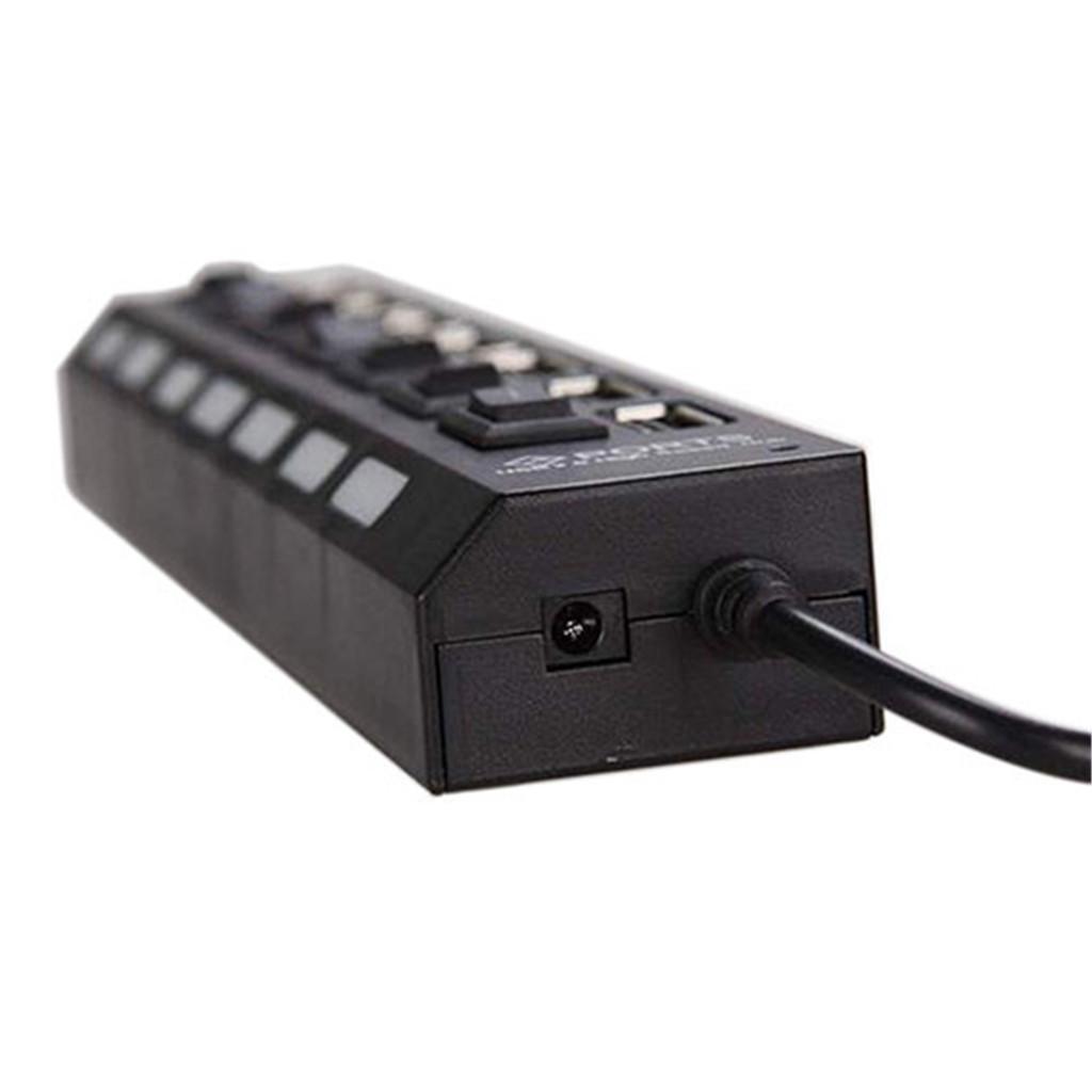 7-Port USB 2.0 High Hub Adapter Splitter ON/OFF Switch LED Indicator