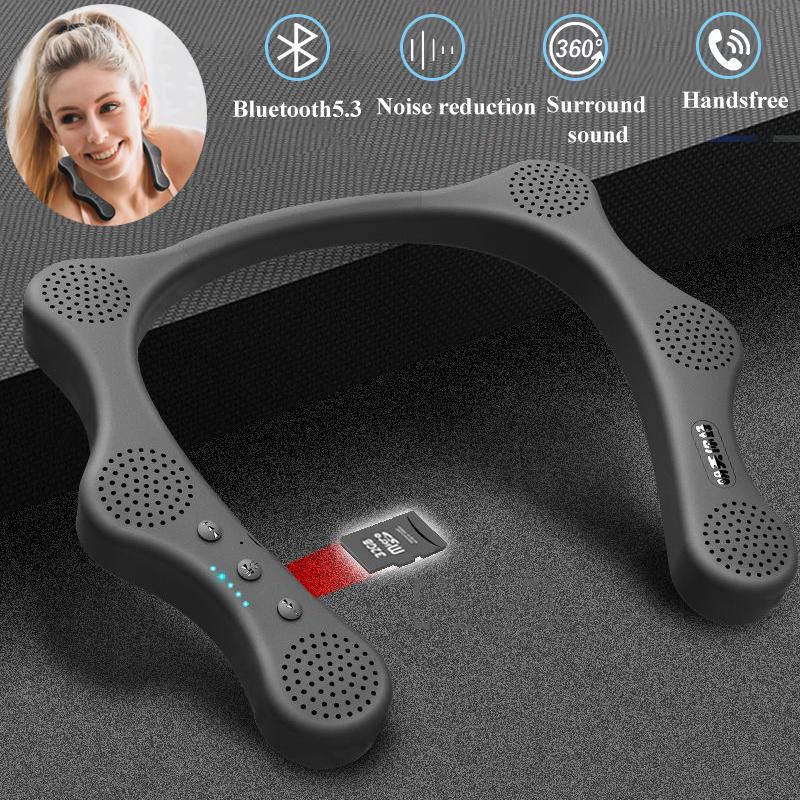 Loa bluetooth áo cổ bluetooth loa không dây nhà ngoài trời 6 máy nghe nhạc sừng toàn diện âm thanh vòm với micrô màu: màu đen