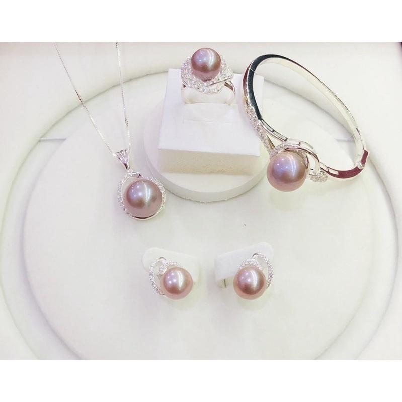 Bộ Trang Sức Bạc 925 Màu Hồng Sang Trọng - Trường Thịnh Ngọc Trai