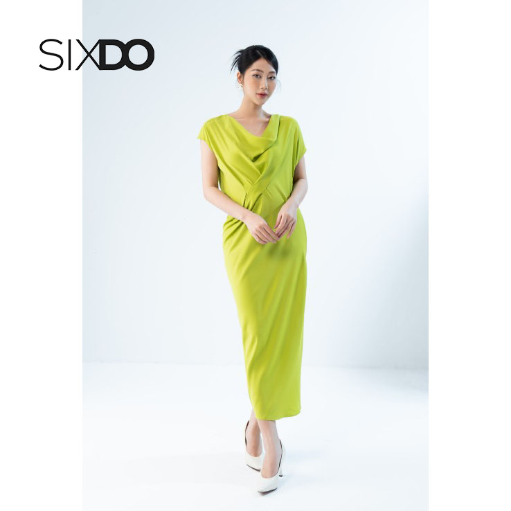 Đầm lụa suông cổ đổ thời trang nữ SIXDO