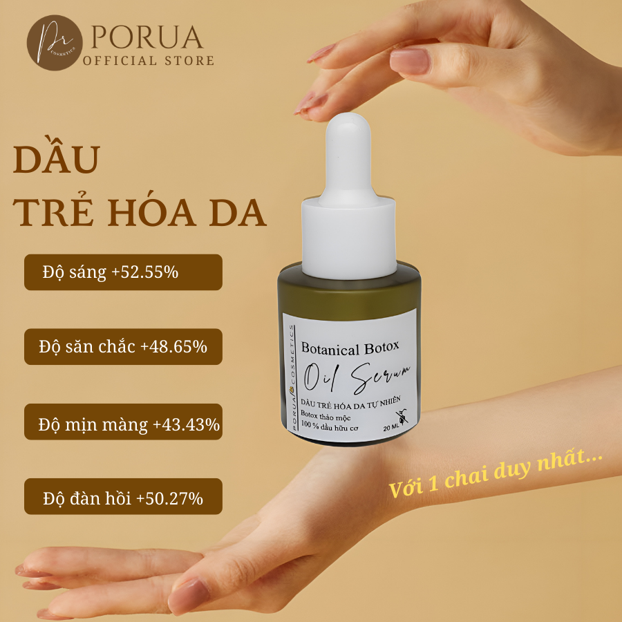 Dầu dưỡng trẻ hoá da tự nhiên PORUA 20ml săn chắc da mặt sáng mịn chống lão hoá căng da hạn chế nếp nhăn