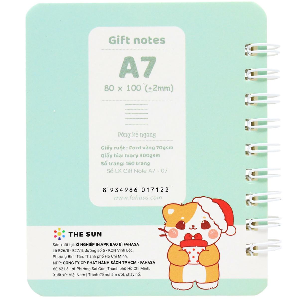 Sổ Lò Xo Moochi Christmas A7 - Kẻ Ngang - 160 Trang 70gsm - The Sun 07