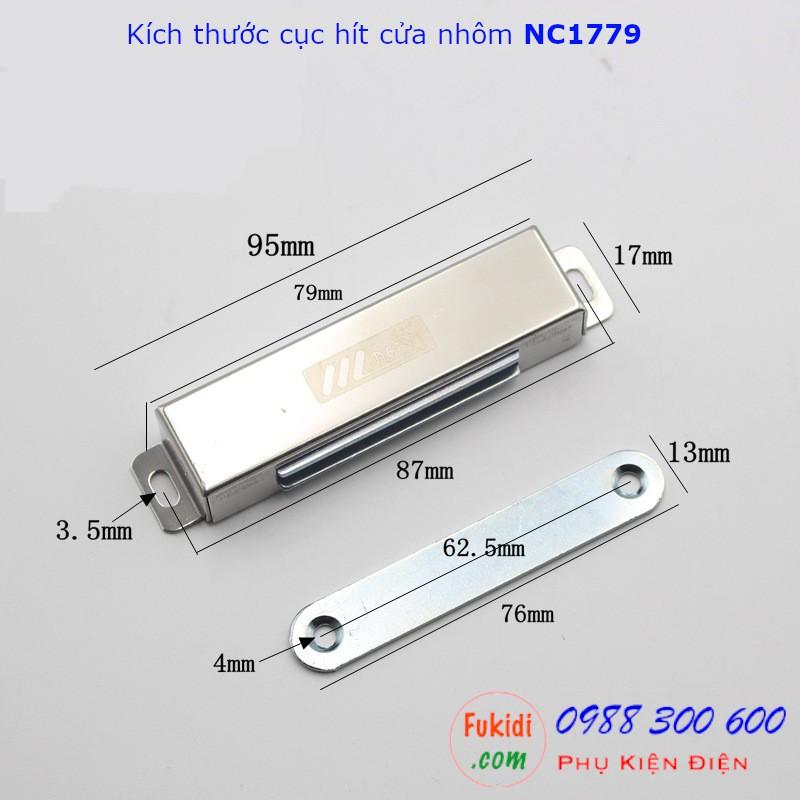 Cục hít cửa nhôm, nam châm hít cửa tủ, lực hút 40kg - NC1779