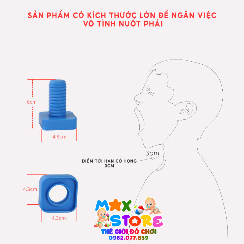 Đồ Chơi  Xếp Hình Ốc Vít Nhựa Size To Cho Bé Thực Hành Lắp Ráp