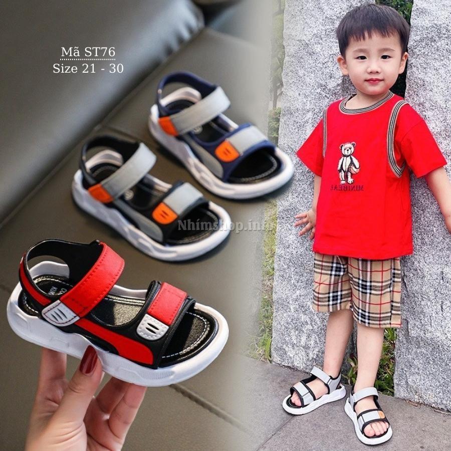 Dép quai hậu sandal bé trai quai ngang nhựa dẻo cao cấp êm nhẹ chống trơn trượt cho trẻ em 1, 2, 3, 4, 5 tuổi ST76