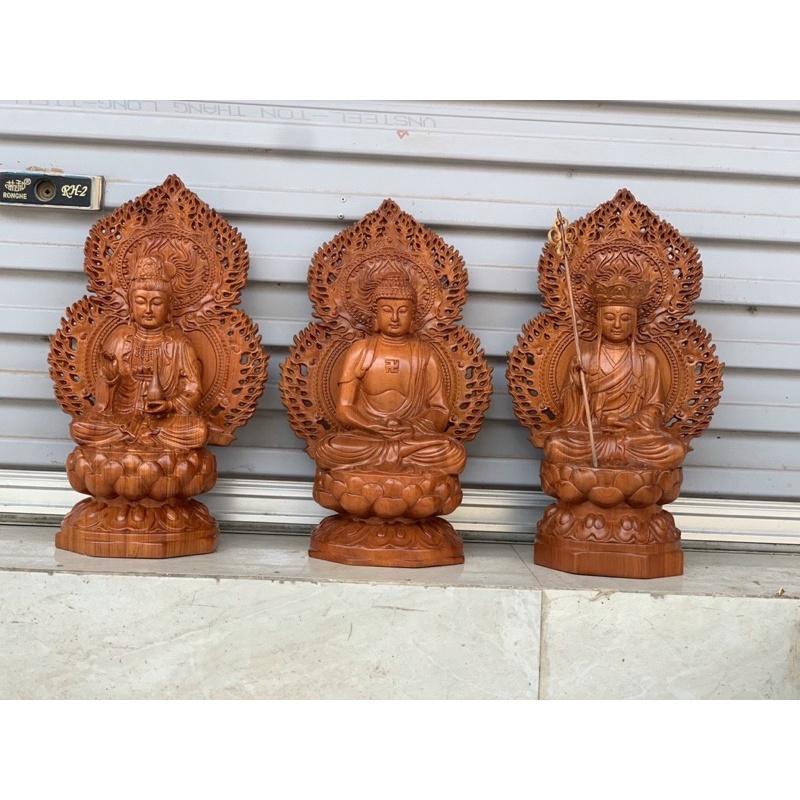 Bộ tượng tam thánh bằng gỗ hương 50cm