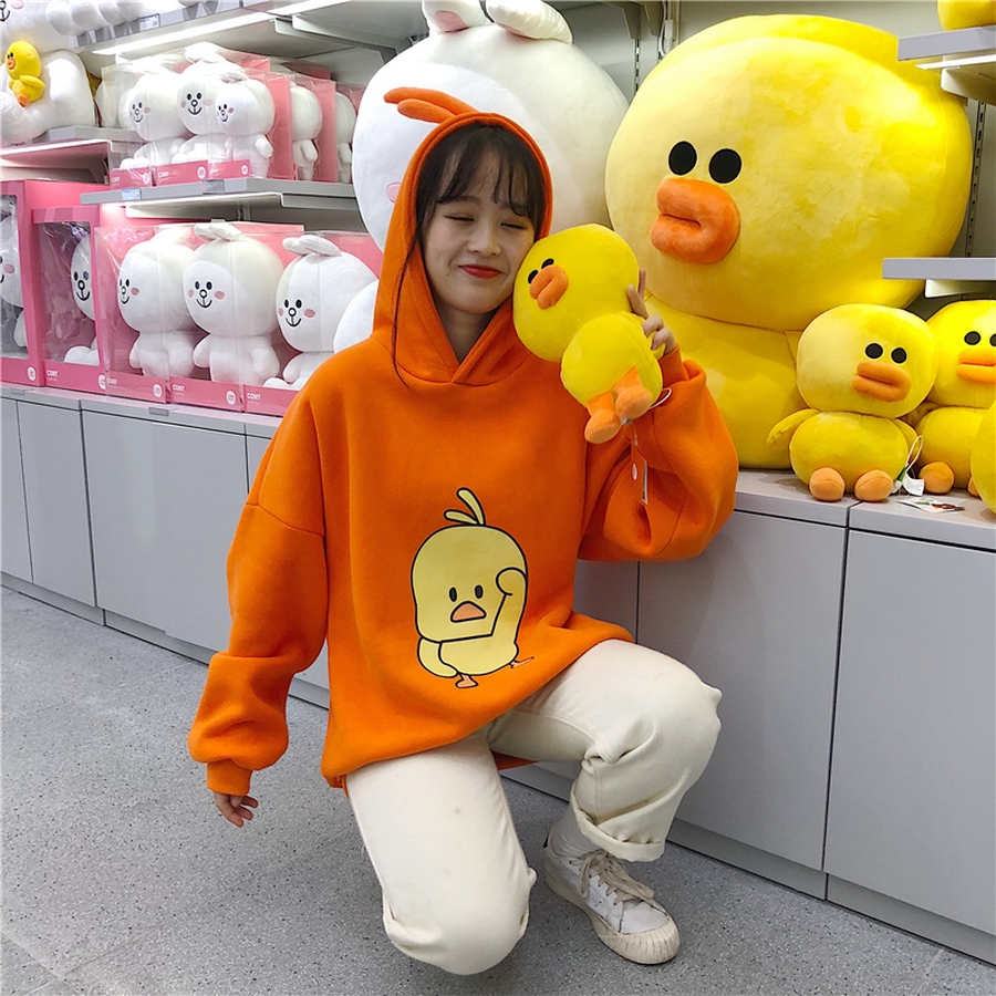 Áo Khoác Hoodie Vịt Gà Con Dễ Thương Trùm Đầu Hàn Quốc Mới 2019