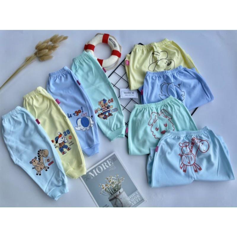 Quần chục dài cotton mông thú cho bé. Set 5 quần