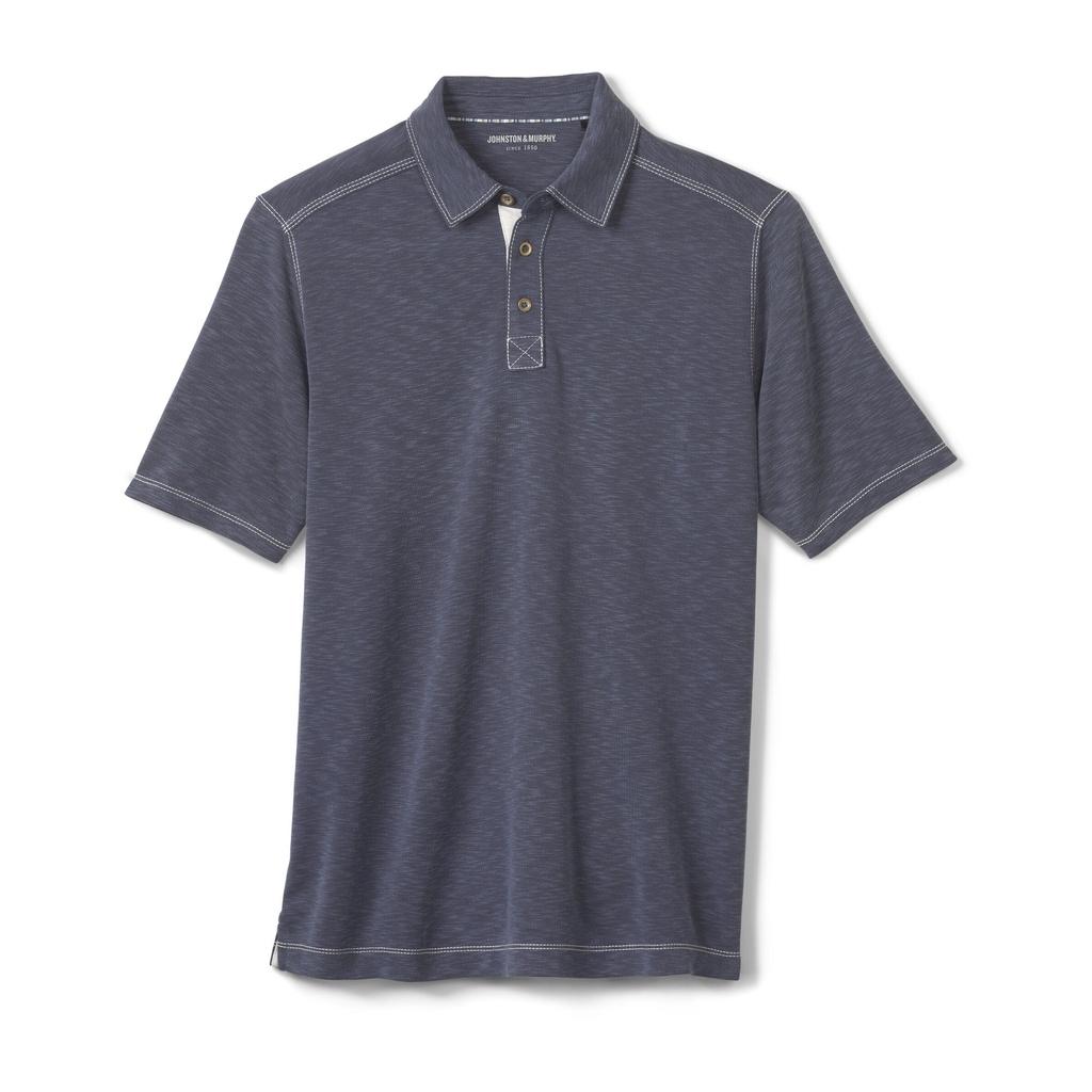 Áo polo nam cộc tay JohnSton & Murphy Vintage Slub Polo Navy hàng xuất Mỹ - Châu Âu - Úc