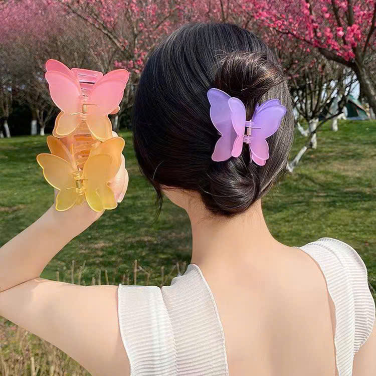 Kẹp tóc hình cánh bướm 2 lớp pha màu pastel siêu xinh và dễ thương