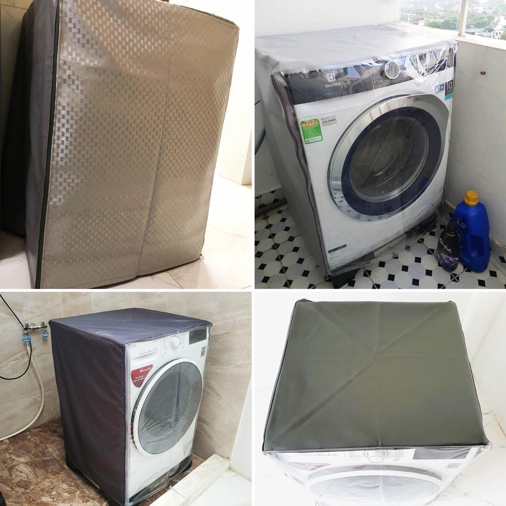 Áo Trùm Vỏ Bọc Máy Giặt Cửa Ngang Bằng Da và Vải Dù Cao Cấp Siêu Bền Chống Mưa Nắng