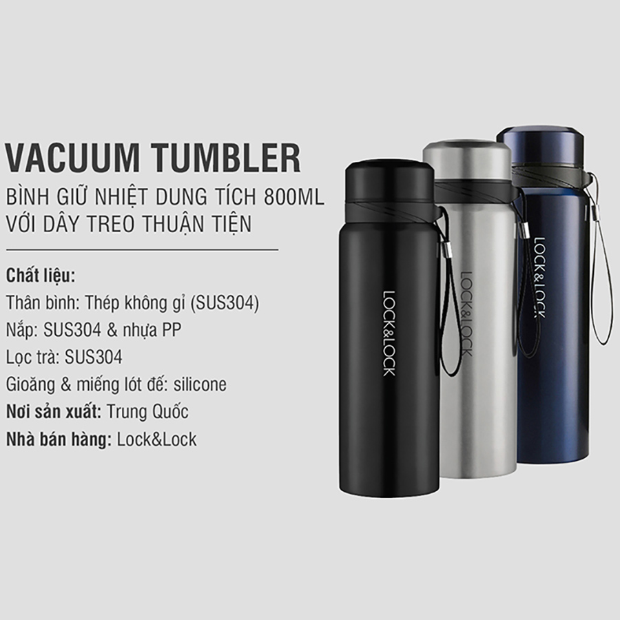 Bình Giữ Nhiệt Bằng Thép Không Gỉ Lock&Lock Vacuum Bottle LHC6180SLV (800ML)