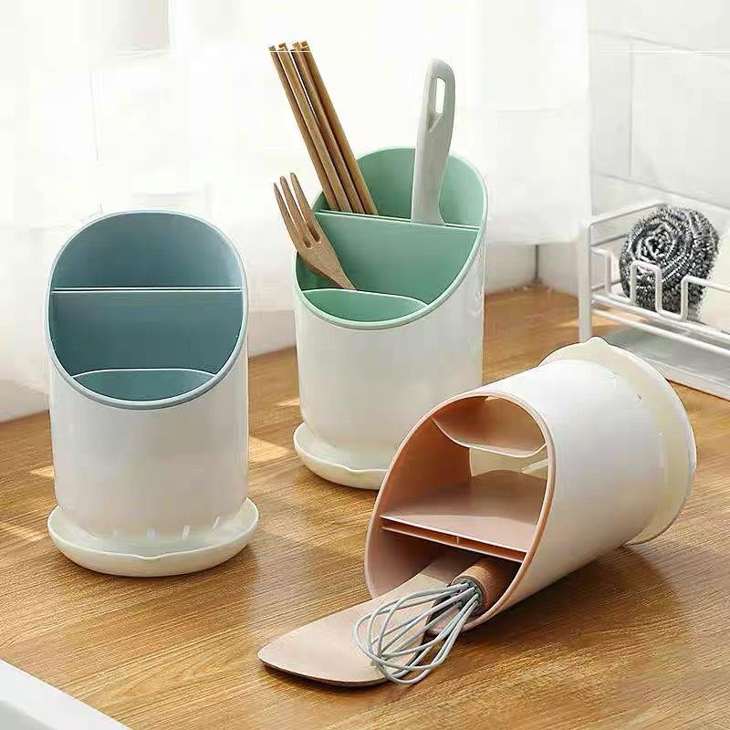Ống đũa nhựa đựng đũa thìa nhiều ngăn nhựa chắc chắn, dụng cụ nhà bếp tiện lợi