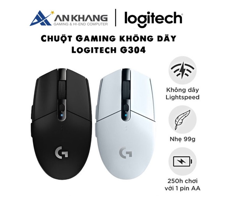 Chuột không dây Gaming Logitech G304 - Cảm biến Hero, 12k DPI, nhẹ, 6 nút lập trình, on-board memory, pin 250h -Hàng Chính Hãng