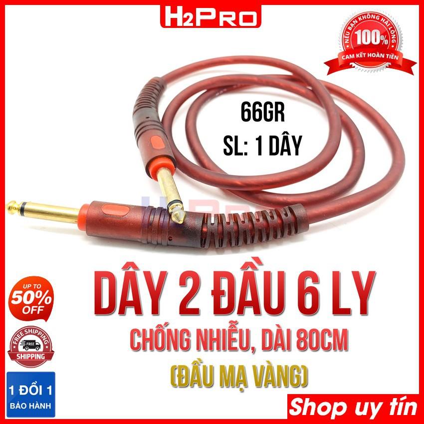 Dây jack 6 ly 2 đầu H2Pro chống nhiễu cao cấp dài 80cm, dây 2 đầu 6 ly chuyên dụng cho guitar (1 dây)