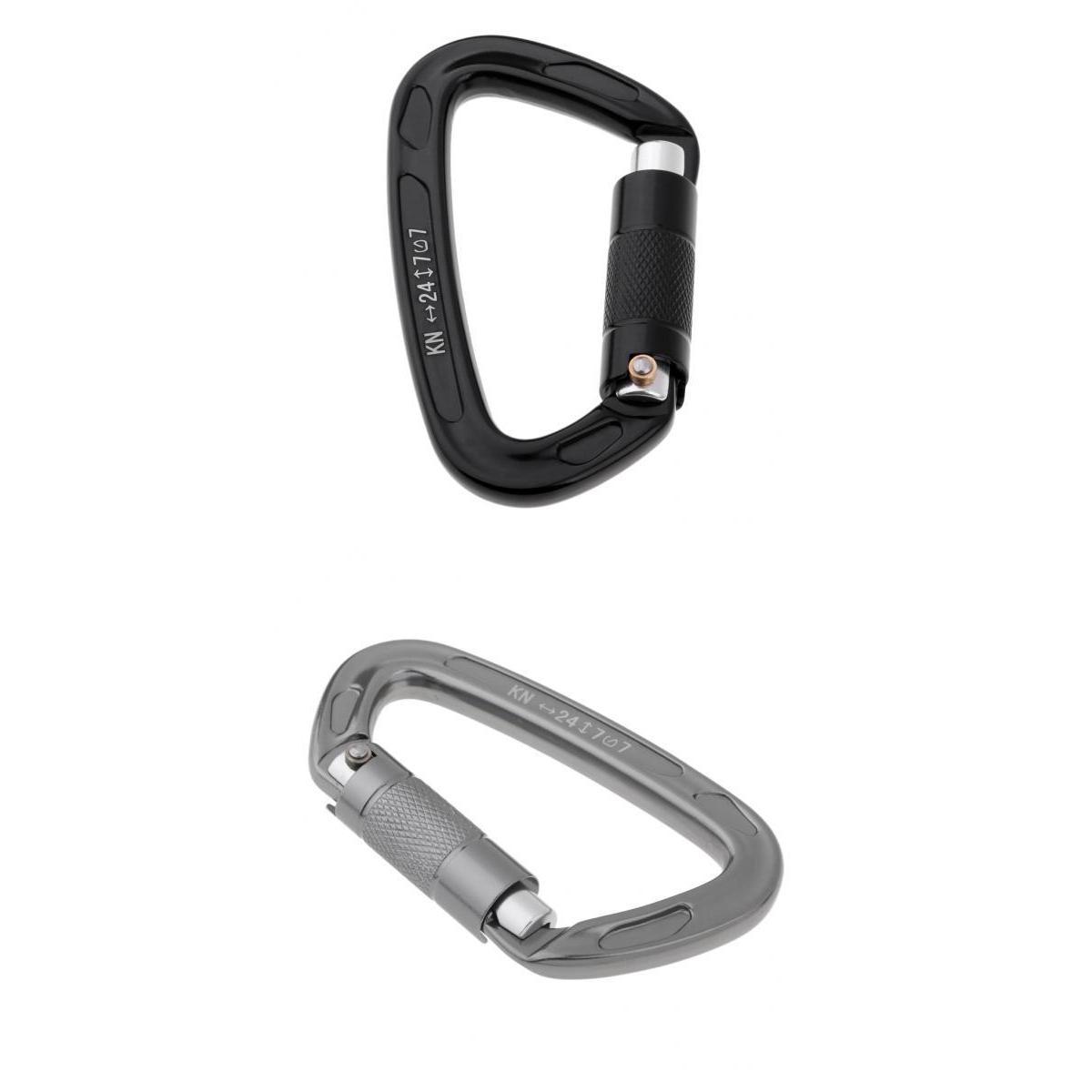 2Pcs Screwgate Auto Locking Carabiner for Hammock Camping Hiking Outdoor