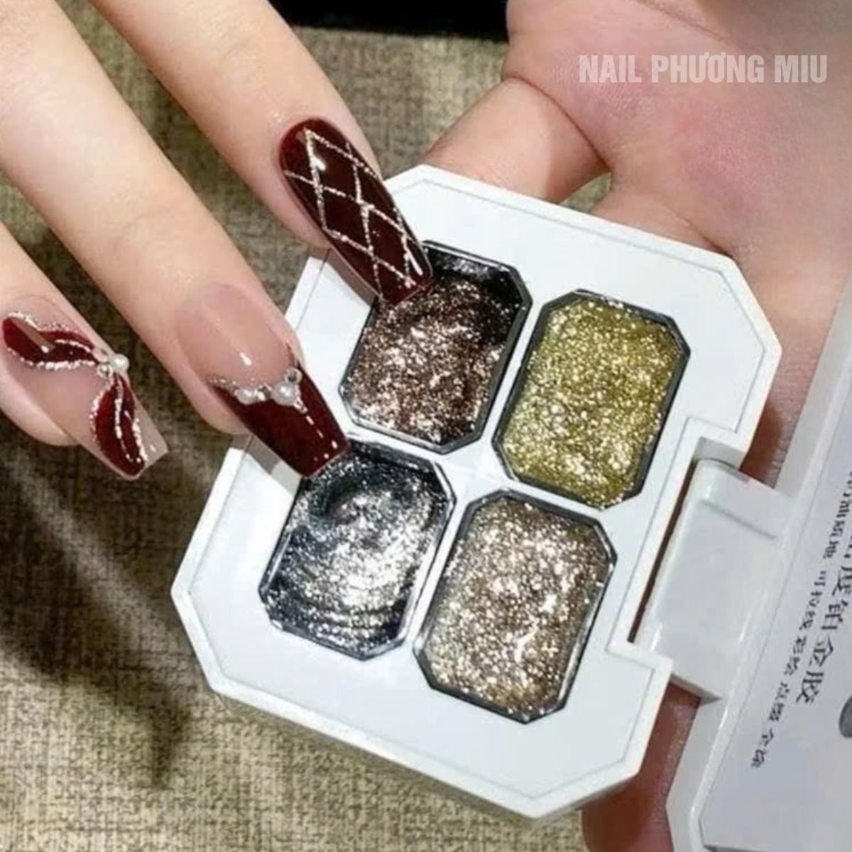 Gel Nhũ Bạch Kim Vẽ Viền Móng 4 Màu Huaxi Siêu Sáng Bóng Cao Cấp Đậm Đặc Làm Nail, Chống Thấm Nước Mùi Nhẹ, Không Cần Rửa, Lâu Trôi