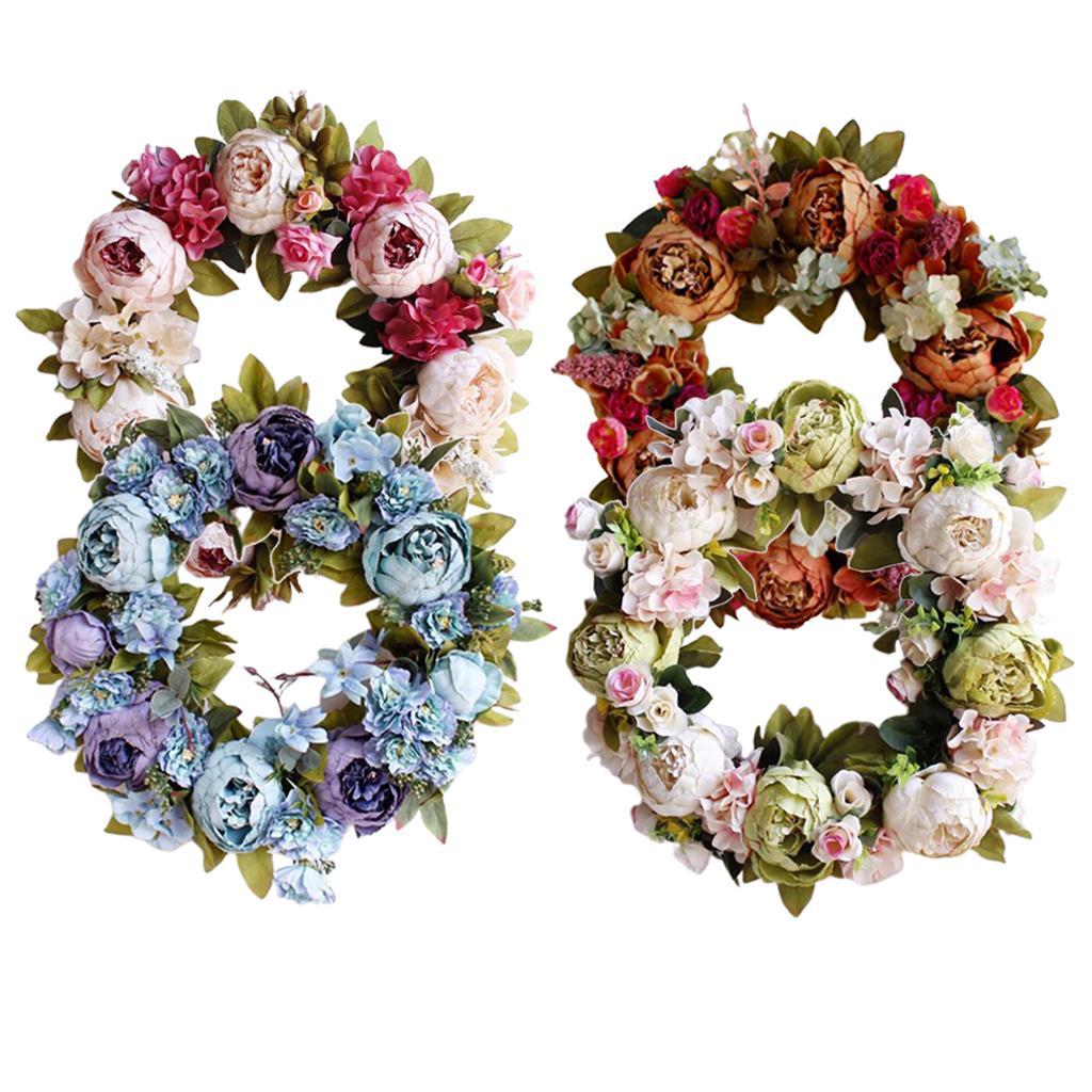 Artificial Flower Wreath Garland for Home Wedding Party Decor Pink
