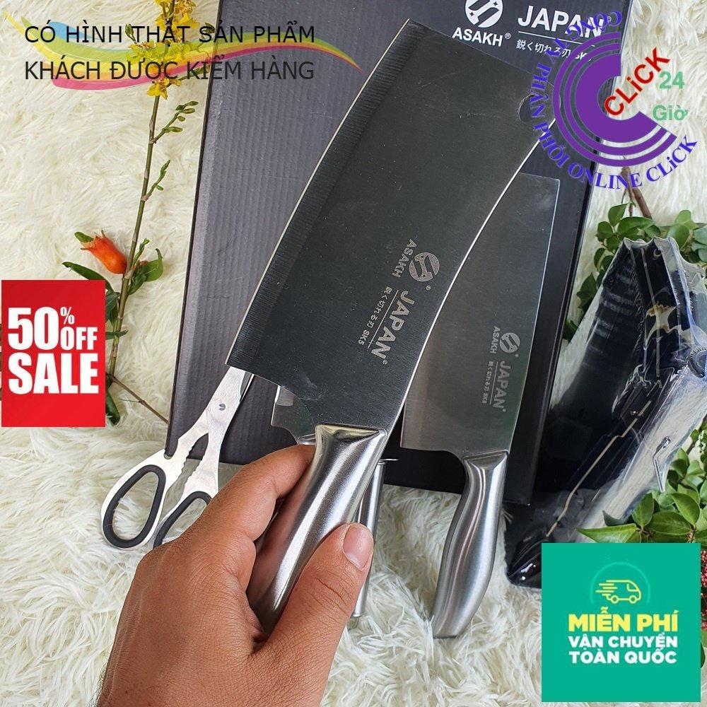 Bộ Dao Nhật 6 Món, Hàng Đúc Bằng Thép Nguyên Khối Kèm Kệ Đựng - Hàng Cao Cấp