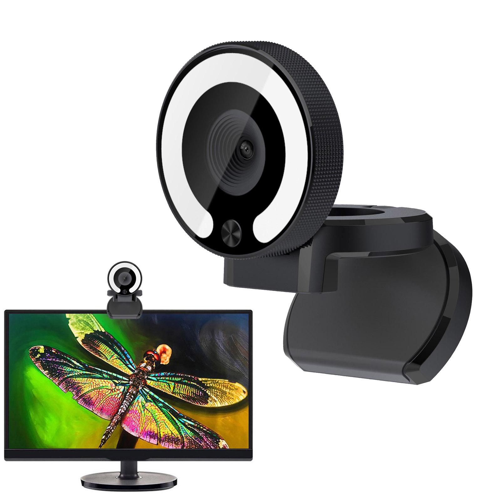 1080P Webcam with Light Face Camera Auto Focus Built-in Plug And Play Microphone with Computer Mount Clip