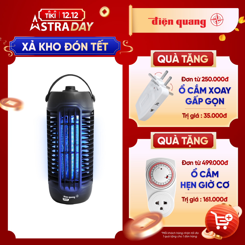 Đèn bắt muỗi Điện Quang ĐQ EML08 BL - Diệt muỗi và côn trùng tự động theo 360 độ, công suất 6W, phạm vi hoạt động dưới 20m2