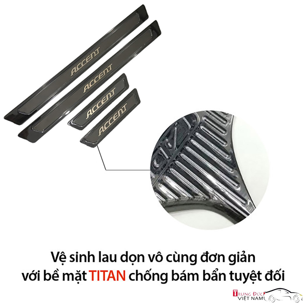 Ốp bậc cửa Titan dành cho xe ô tô HYUNDAI ACCENT - Hàng Chính Hãng TDVN