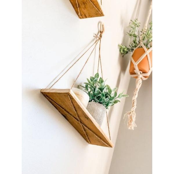 3 kệ gỗ trang trí treo dây độc đáo