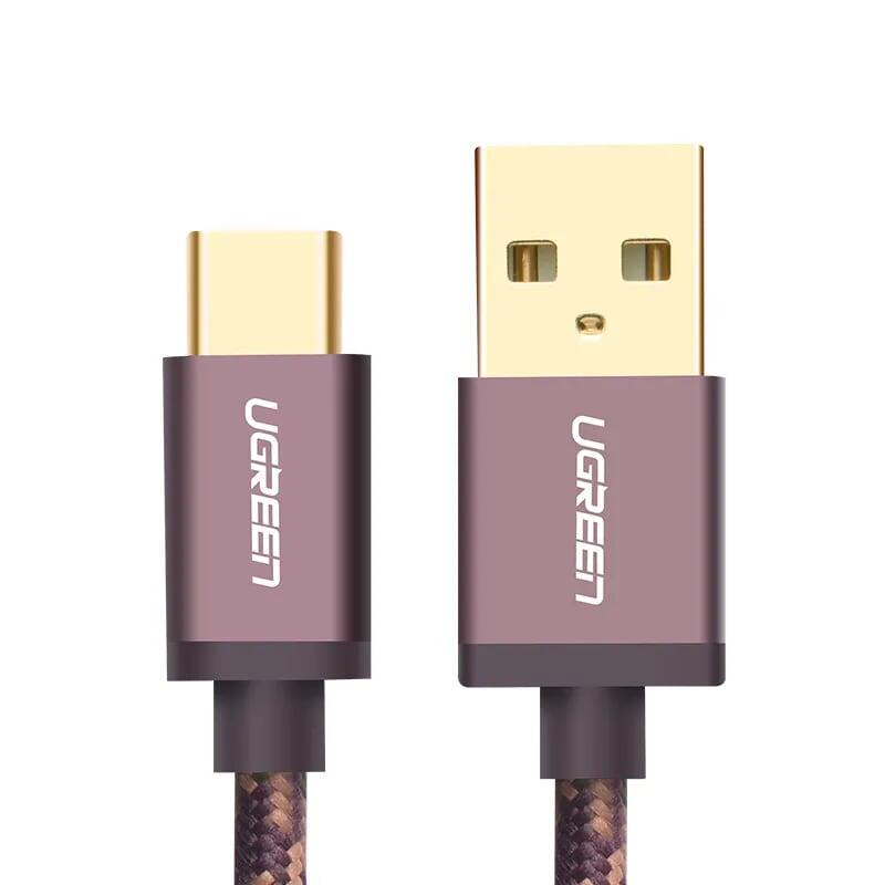 Ugreen UG40428US250TK 0.5M màu Nâu Cáp sạc USB TypeC cao cấp - HÀNG CHÍNH HÃNG