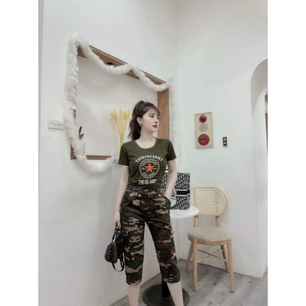 Bộ đồ lính lửng áo thun quần kaki